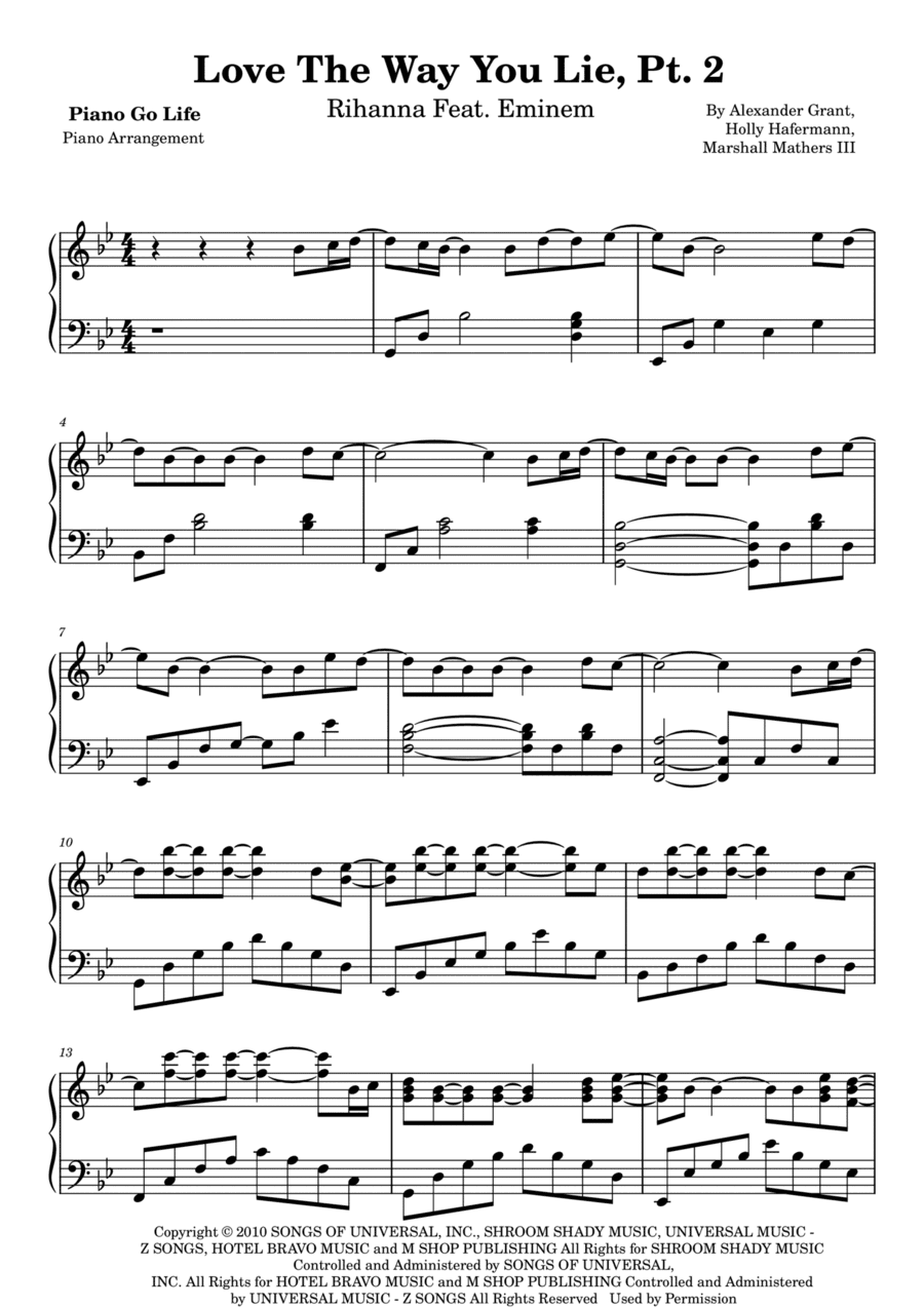 Love The Way You Lie, Pt. 2 (arr. Piano Go Life)