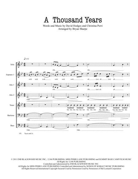 A Thousand Years (arr. Bryan Sharpe)