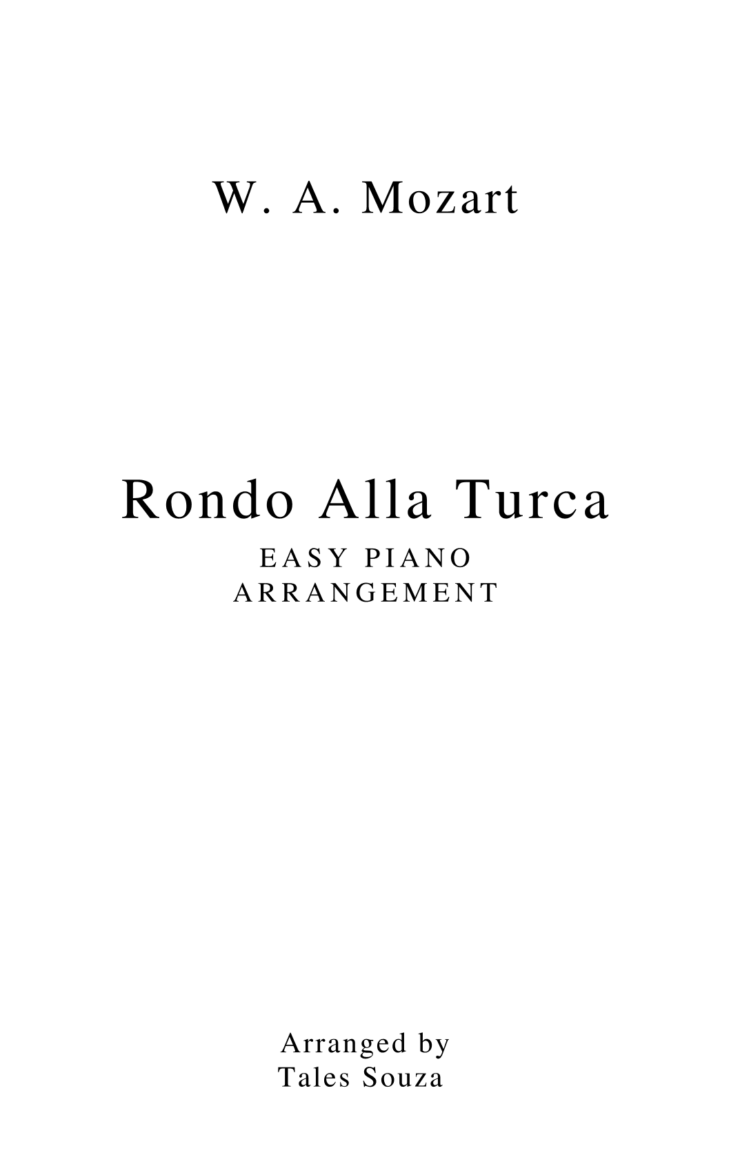 Mozart - Rondo Alla Turca | easy piano arrangement (arr. Tales Souza)