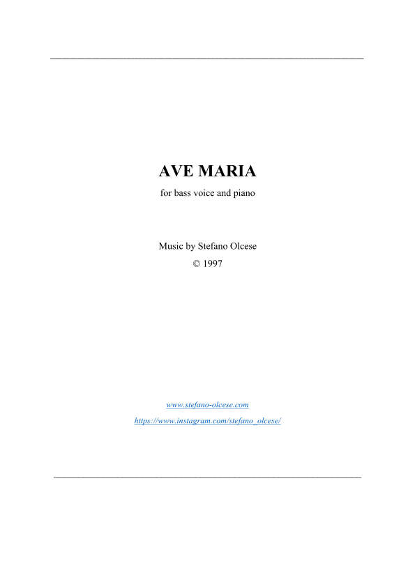 Ave Maria (for bass voice and piano)