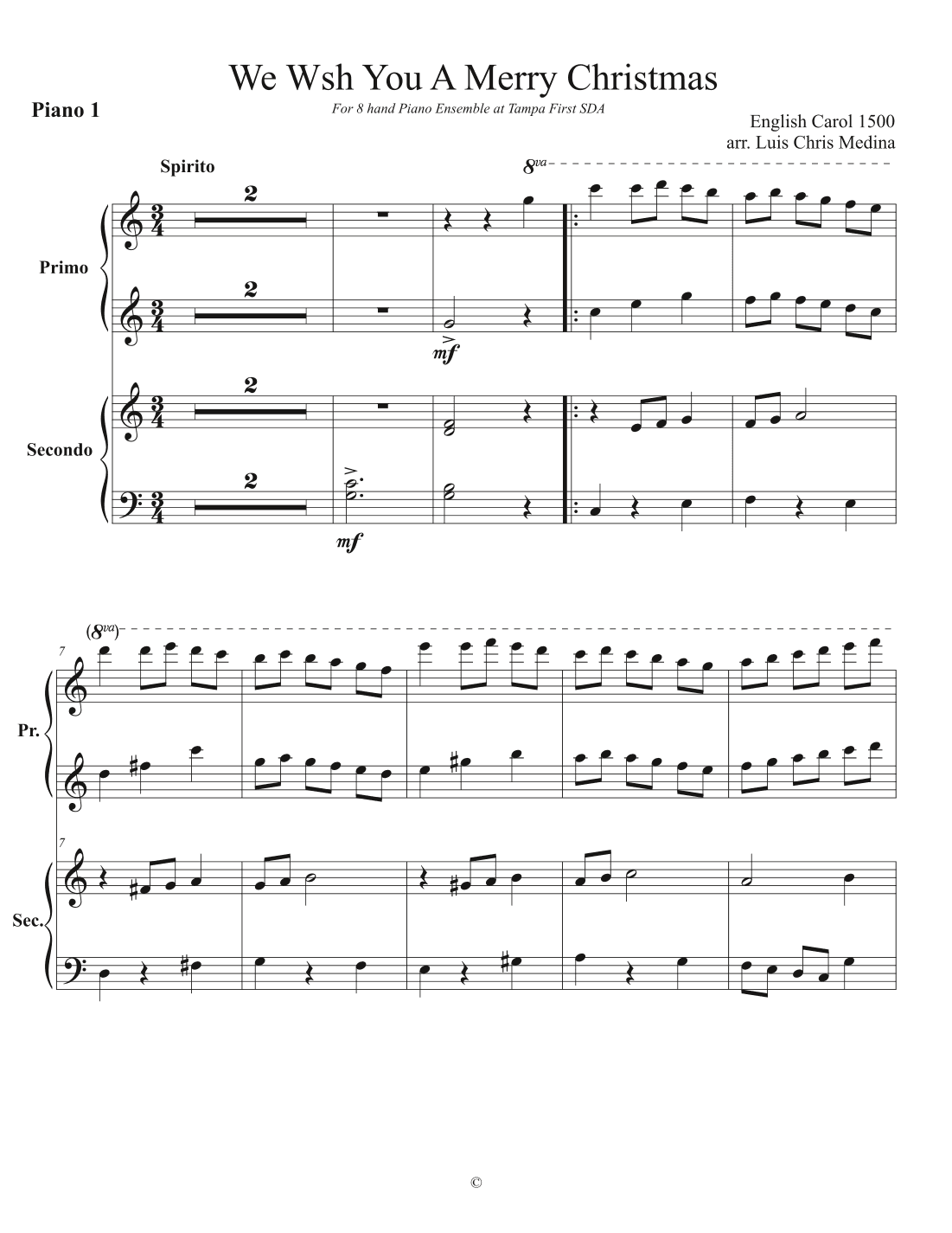 We Wish You A Merry Christmas (arr. Luis Chris Medina)
