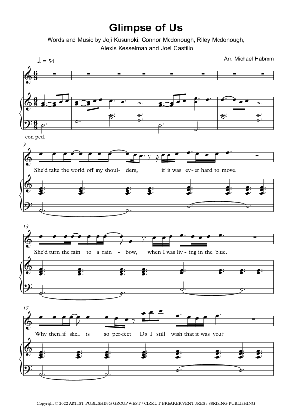 Glimpse Of Us (arr. Michael Habrom)
