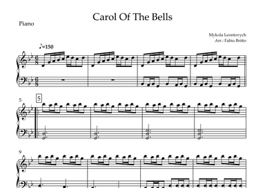 Carol of the Bells (Christmas Song) for Piano Solo (arr. Fabio Britto)