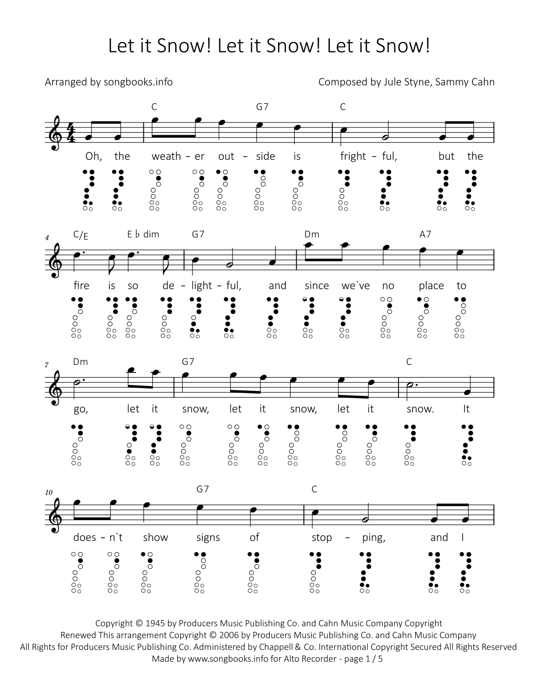 Let It Snow! Let It Snow! Let It Snow! (arr. songbooks.info)