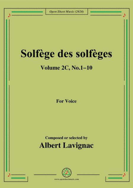 Lavignac-Solfège des solfèges,Volume 2C,No.1-10,for Voice (arr. MSM)