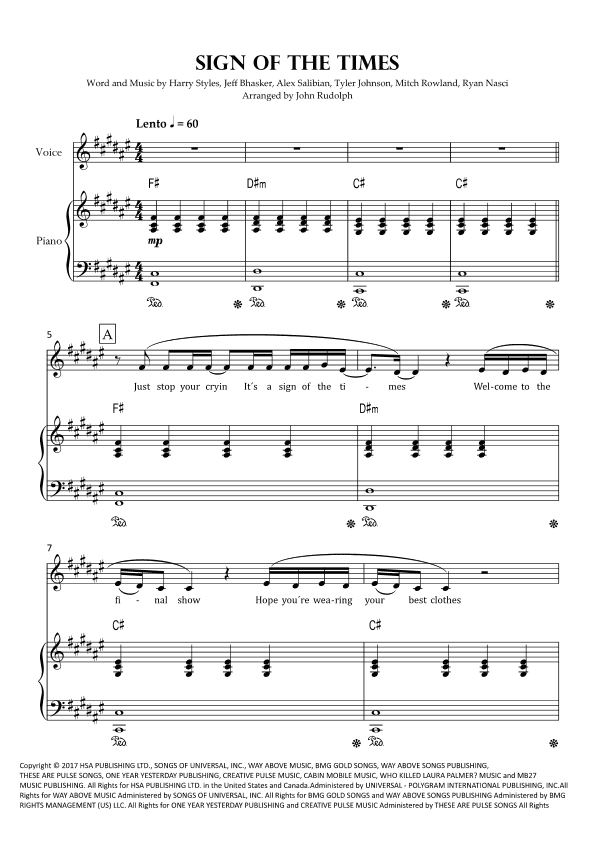 Sign Of The Times (arr. John Rudolph)