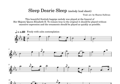 Sleep Dearie Sleep (melody lead sheet) (arr. Sharon Sullivan)