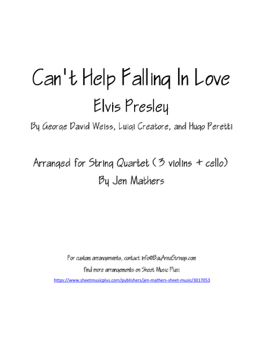 Can't Help Falling In Love (arr. Jen Mathers)
