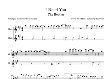 I Need You (arr. Bernardo Thronicke)