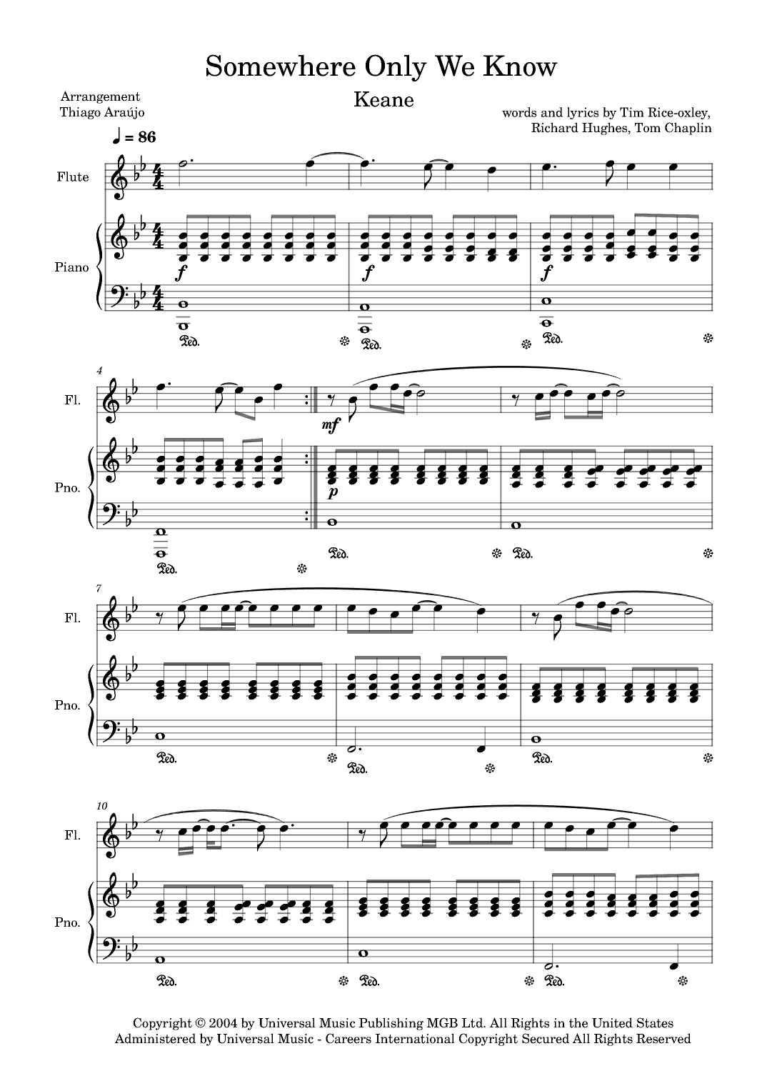 Somewhere Only We Know (arr. Thiago Araujo)