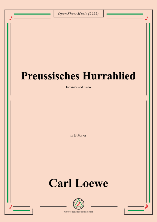Loewe-Preussisches Hurrahlied,in B Major,for Voice and Piano (arr. OSM Press)