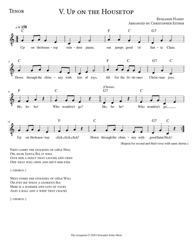 Up on the Housetop for Tenor Voice (arr. Christopher Esther)