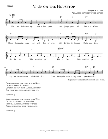 Up on the Housetop for Tenor Voice (arr. Christopher Esther)