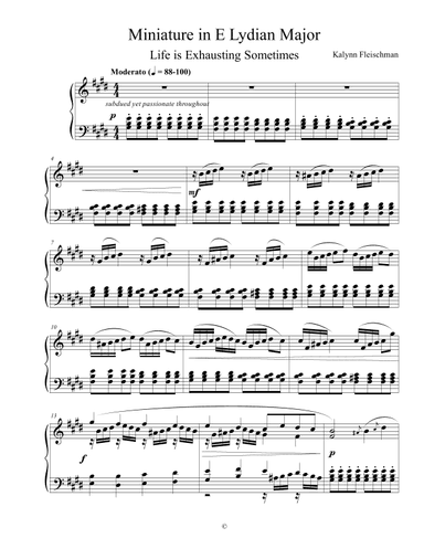 Miniature in E Lydian Major: Life is Exhausting Sometimes