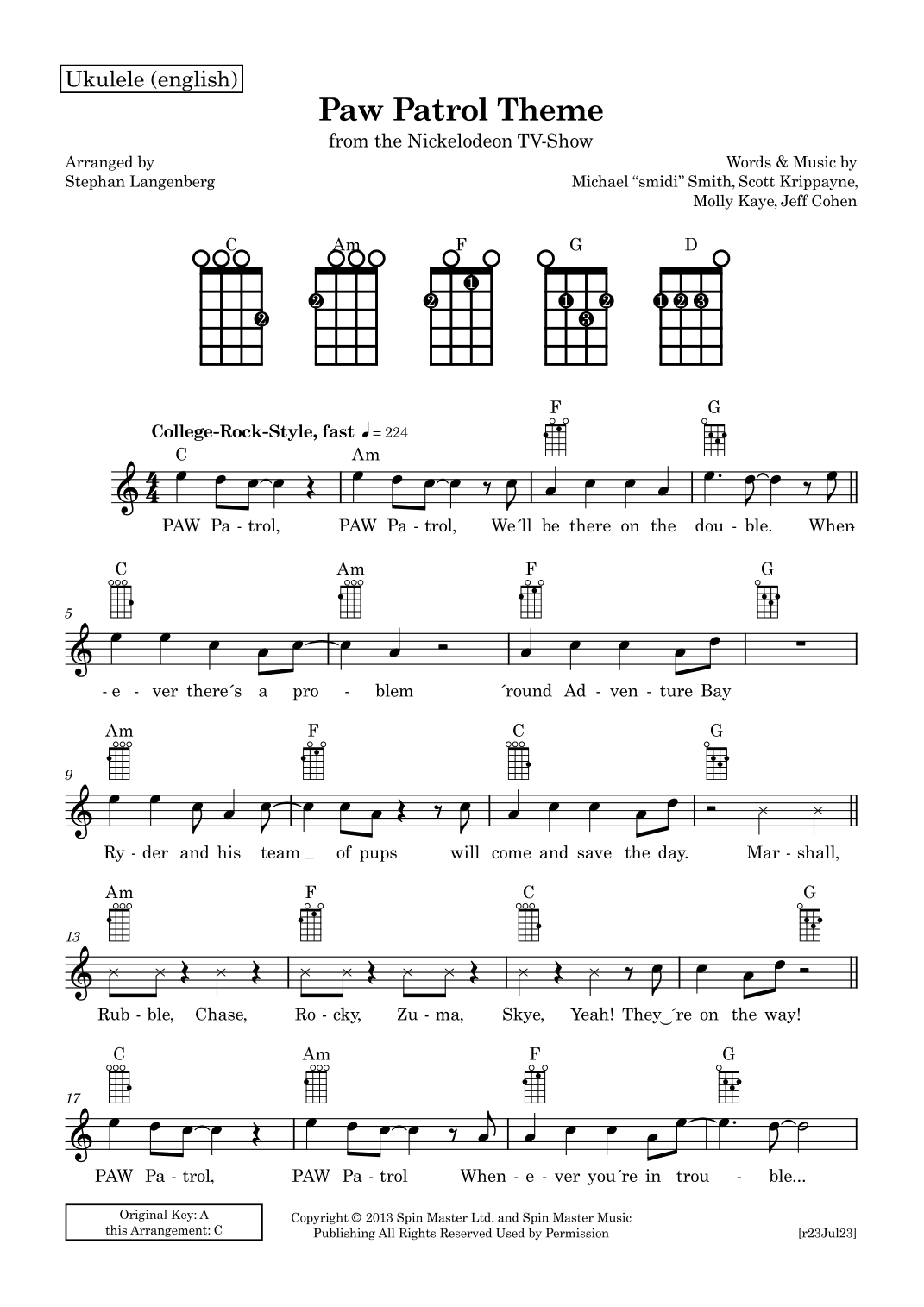 Paw Patrol Theme (arr. Stephan Langenberg)