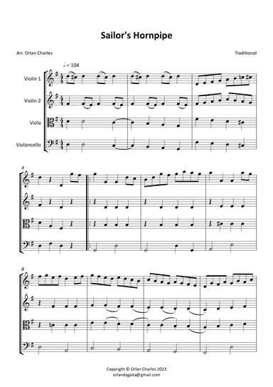 Sailor's Hornpipe - arranged for string quartet