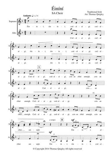 Éiníní (arr. Thomas Quigley)