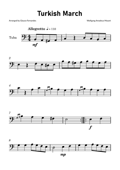 Turkish March by Mozart - Tuba Solo (arr. Glauco Fernandes)