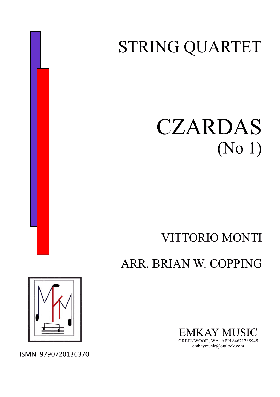 CZARDAS NO1 - STRING QUARTET (arr. BRIAN W. COPPING)