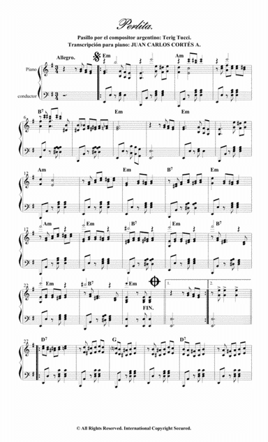 Perlita. Pasillo instrumental por Terig Tucci (arr. Juan Carlos Cortés A.)