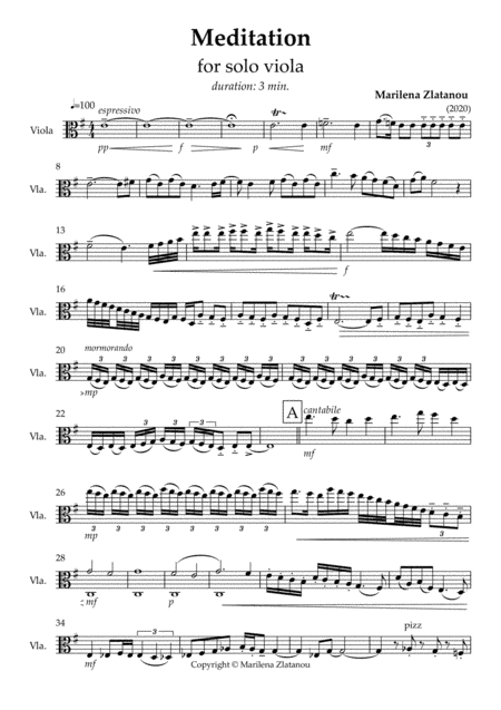 MEDITATION for solo viola