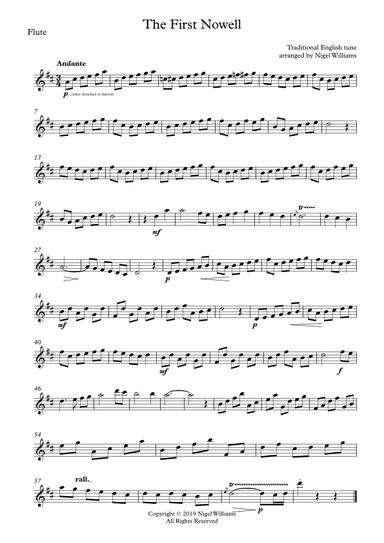 The First Nowell, for Flute, Violin and Cello (arr. Nigel Williams)