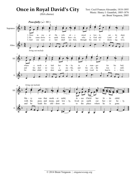 Once in Royal David's City (SSA) (arr. Brent Yorgason)