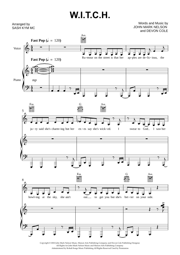 W.i.t.c.h. (arr. Sash Kym Mc)