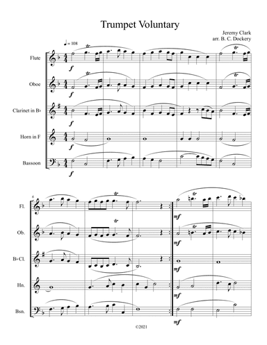 Trumpet Voluntary for Woodwind Quintet (arr. B. C. Dockery)