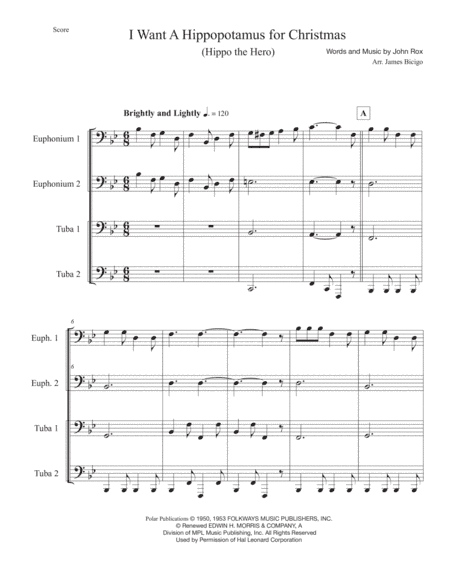 I Want A Hippopotamus For Christmas (Hippo The Hero) (arr. Jim Bicigo)