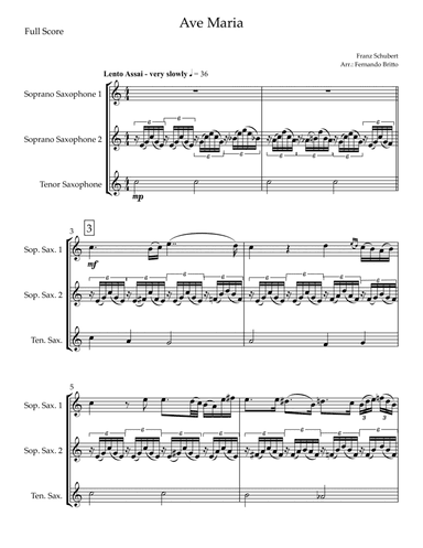 Ave Maria (Franz Schubert) for Saxophone Trio (arr. Fernando Britto)