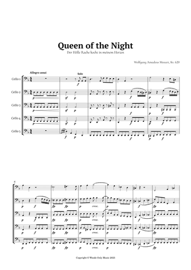 Queen of the Night Aria by Mozart for Cello Quintet (arr. Ander)