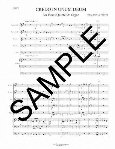 Credo in Unum Deum for Brass Quintet and Organ (arr. Dorm 40 Music)