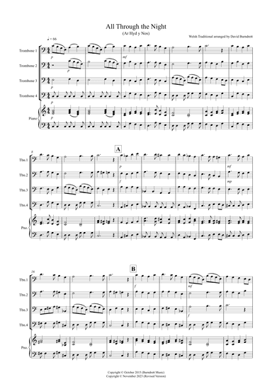 All Through the Night (Ar Hyd y Nos) for Trombone Quartet (arr. David Burndrett)