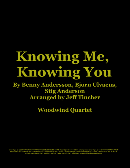Knowing Me, Knowing You (arr. Jeff Tincher)