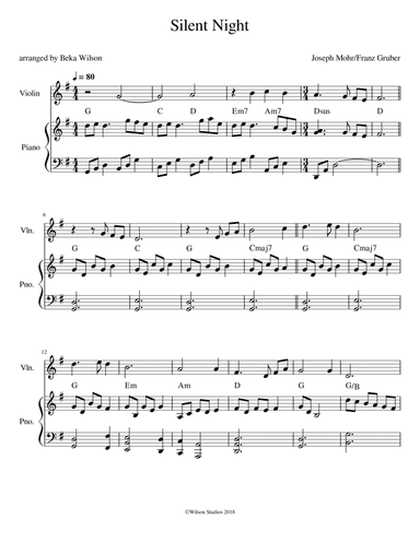 Silent Night--violin solo (arr. Beka Wilson)