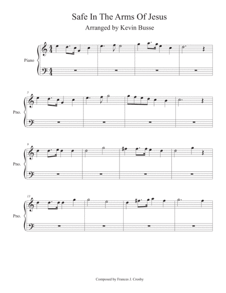 Safe In The Arms Of Jesus (Easy key of C) - Piano (arr. Kevin Busse)