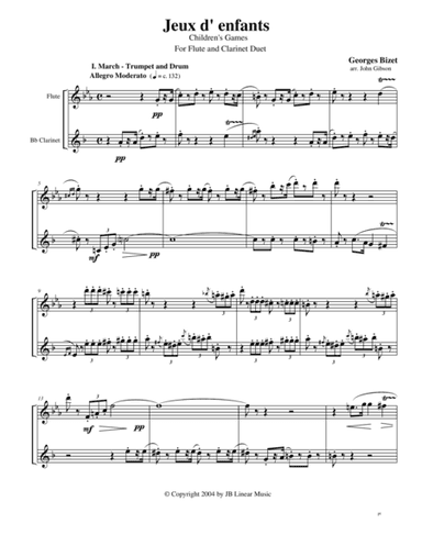 Bizet - Children's Games for Flute and Clarinet Duet (arr. John Gibson)
