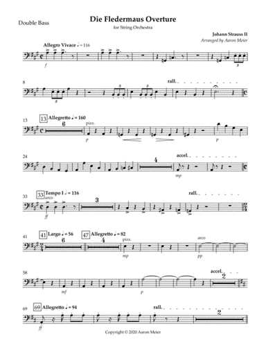 Die Fledermaus Overture (arr. for string orchestra): Double Bass (arr. Aaron Meier)