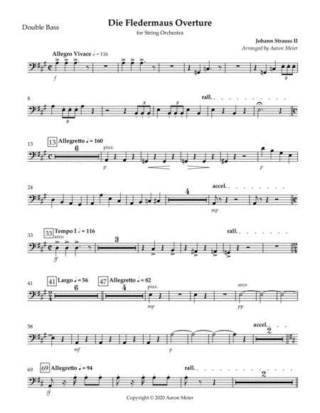 Die Fledermaus Overture (arr. for string orchestra): Double Bass (arr. Aaron Meier)