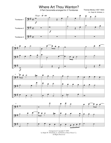 Where Art Thou Wanton? (arr. Ralph W. Whitfield, Jr.)