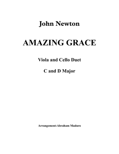 Amazing Grace Viola and Violoncello Duet-Two Tonalities Included (arr. Abraham Maduro)