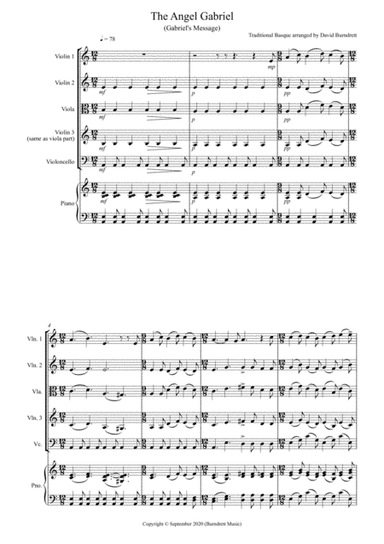 The Angel Gabriel for String Quartet (arr. David Burndrett)
