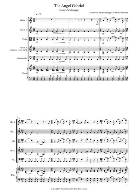 The Angel Gabriel for String Quartet (arr. David Burndrett)