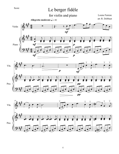 Le berger fidèle (The Faithful Shepherd) (arr. Robert Debbaut)