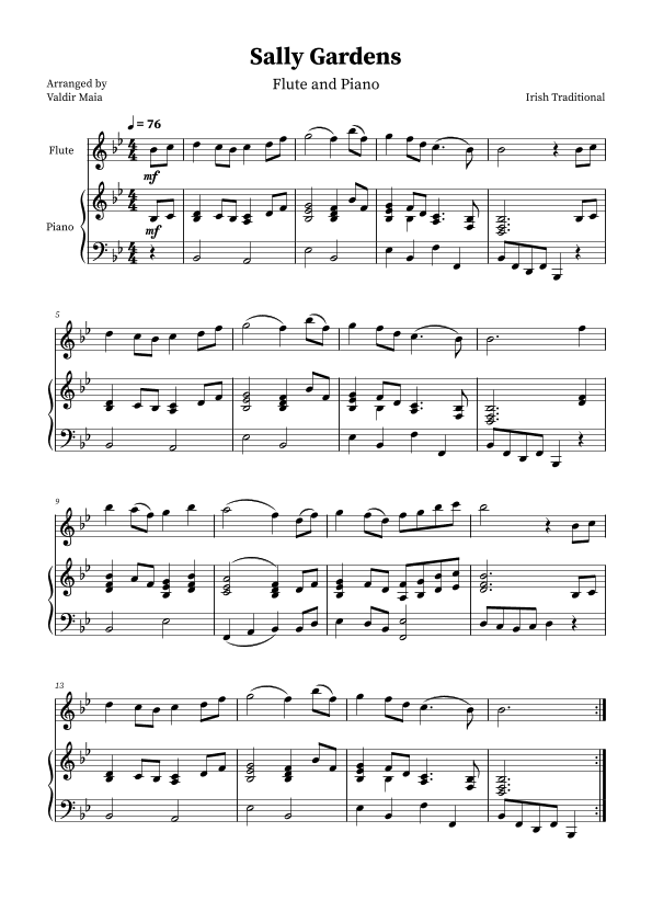 Sally Gardens - Flute and Piano (arr. Valdir Maia)