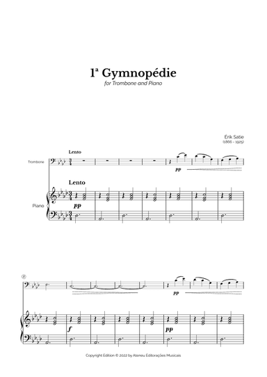 Gymnopédie No.1 for Trombone and Piano (arr. Marcos Soares)
