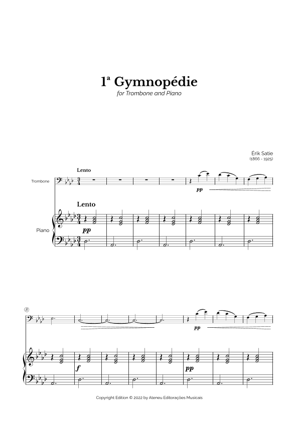 Gymnopédie No.1 for Trombone and Piano (arr. Marcos Soares)