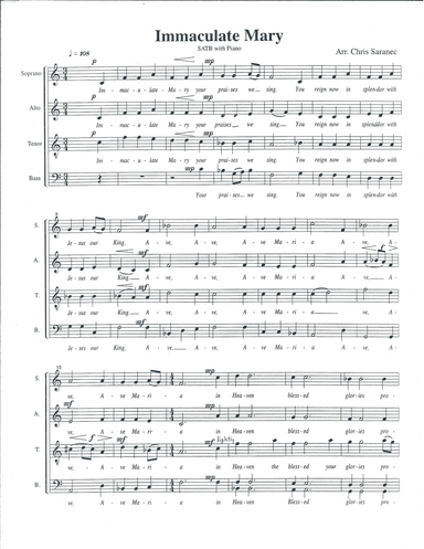 Immaculate Mary (A Fantasie) (arr. Christopher Saranec)
