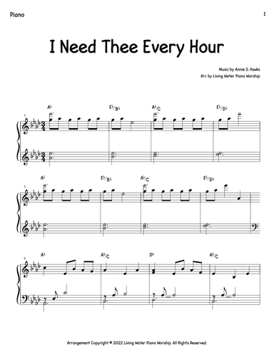 I Need Thee Every Hour (arr. Living Water Piano Worship)